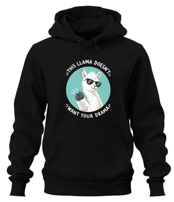 Produktbild von This Llama Doesn't Want Your Drama Alpaca Lustig Alpaka Hoodie Kapuzenpullover, Schwarz, XL