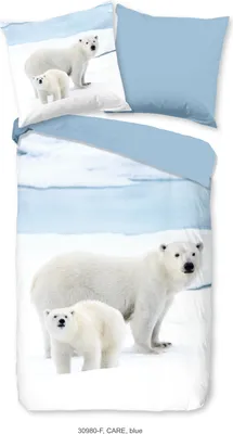 Produktbild von Good Morning Bettwäsche "Care" mit Eisbären - Blau - 135 X 200 cm  - 100% Baumwolle/ Flanell (Biber)