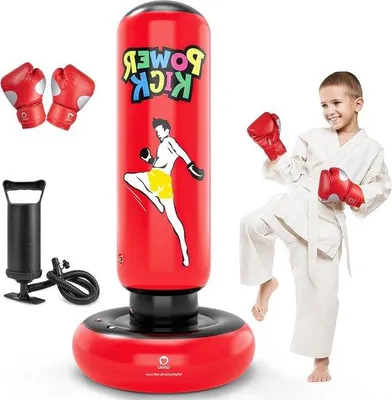 Obrázok produktu pre Stabilný 66-palcový nafukovací boxovací vak pre deti, červený