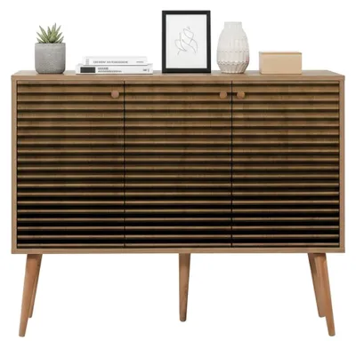 Produktbild von Kommode Nunki, Wohnzimmerbuffet, Wohnzimmer-Sideboard, Moderne Küchen-Speisekammer, 120x36h90 cm, Eiche