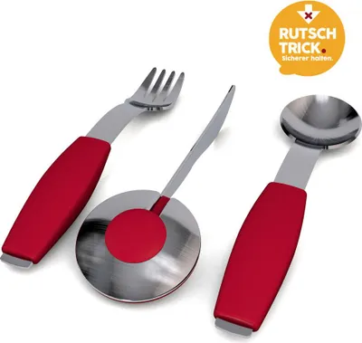 Produktbild von Besteck-Set rot, 1 Messer, 1 Gabel, 1 Löffel