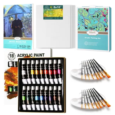 Immagine prodotto di Elzusha - Set di 41 colori acrilici con tela e pennelli