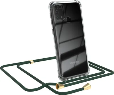 Produktbild von EAZY CASE Handykette kompatibel mit Samsung Galaxy M31, Handyhülle mit Umhängeband, Handykordel, Schutzhülle Clear, Band in Grün