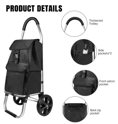 Produktbild von Einkaufstrolley Treppensteiger - Faltbarer Einkaufswagen - Aluminium - 40L wasserdichte Tasche - 50 kg Traglast - Leise Räder - 103x36x43 cm