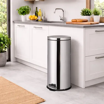 Produktbild von 30 Liter Edelstahl Mülleimer Treteimer Abfalleimer Pedelmülleimer