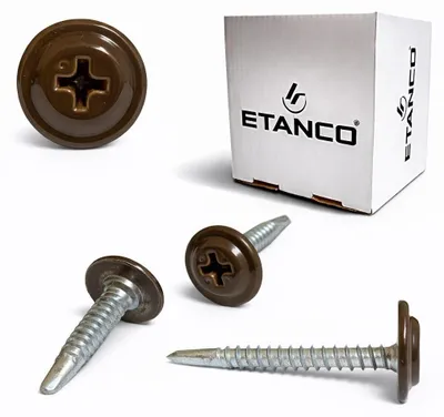 Obrázok produktu pre ETANCO GM-B samovrtné skrutky do oceľovej strechy, RAL 8014, hnedo-sivá, 4,2 x 32 mm, 250 ks.