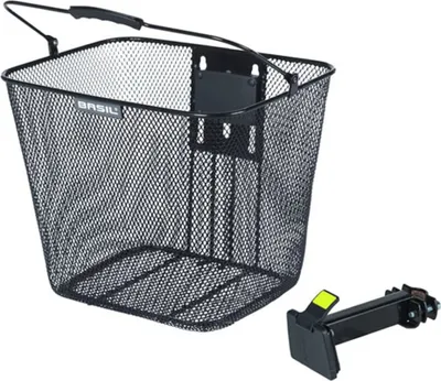 Immagine prodotto di Basil Bilbao cestino anteriore per bicicletta con BasEasyStem supporto EC per manubrio robusto cestino per manubrio in acciaio 10L grande cestino per bicicletta