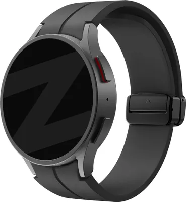 Produktbild von Bandz Silikonarmband mit D-Schnalle Galaxy Watch 7 (40&44 mm) / Galaxy Watch 6 (Classic) / 5 (Pro) / Watch 4 (Classic) / Watch FE – Smartwatch-Armband mit Magnetverschluss – schwarzes Silikonarmband