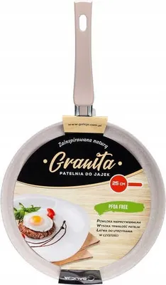 Zdjęcie produktu dla Patelnia do jajek 25 cm Granita Galicja – aluminiowa z powłoką teflonową, beżowa
