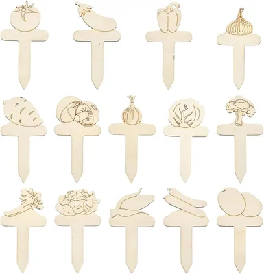 Imagen del producto de Etiquetas de madera para plantas, paquete de 50 unidades, 99-101 x 53 mm, para jardín y balcón