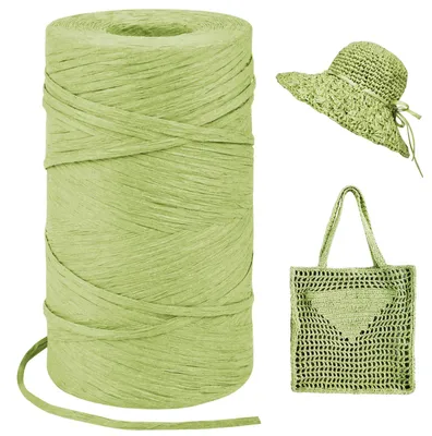 Produktbild von Raffia Garn - 3mm x 300m Bastband aus Papier - Zum Häkeln von Taschen Körben und Hüten - Fruchtgrün
