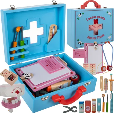 Immagine prodotto di Valigetta del dottore per bambini in legno dentista giocattolo stetoscopio 19869