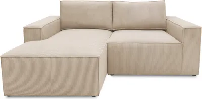 Produktbild von DOMO Collection Ecksofa 800 021, kleine Couch in L-Form mit Cordstoff, Modulsofa mit Taschenfederkern, Polsterecke, 198 x 172 x 85 cm (BxTxH), creme