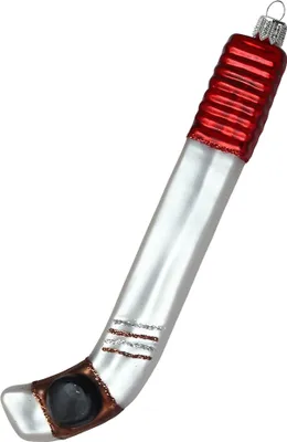 Produktbild von Weihnachtsschmuck aus Glas, matt Silber, rot, braun, schwarz, 14 cm lang, 1,5 cm breit, mit kleinem schwarzem Puck