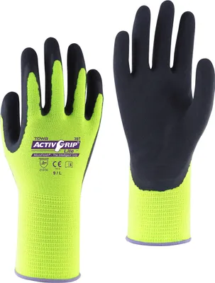 Produktbild von TOWA ActiveGrip Lite gelb mit MicroFinish® Latexbeschichtung  Größe 11 ,  1  Paar