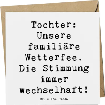 Produktbild von Mr. & Mrs. Panda Klappkarte Spruch Tochter Wetterfee - Weiß - Geschenk, Familie, Stimmung, doppelkarte, Freude, Familienmitglieder, anlasskarte, Teenager, Grußkarte