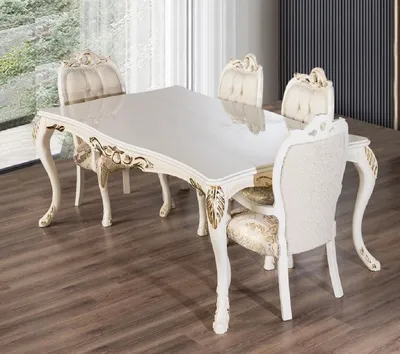 Produktbild von Casa Padrino Luxus Barock Esstisch Weiß / Gold - Rechteckiger Barockstil Küchentisch - Luxus Esszimmer Möbel im Barockstil - Barock Esszimmer Möbel - Barock Einrichtung