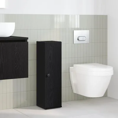 Produktbild von "Winterschlussverkauf "Toilettenschrank - CLORIS - Badezimmerschrank - schlichte Design - mit Rollenhalter Schwarz 20,5x22x72 cm - NeuMöbel6429385