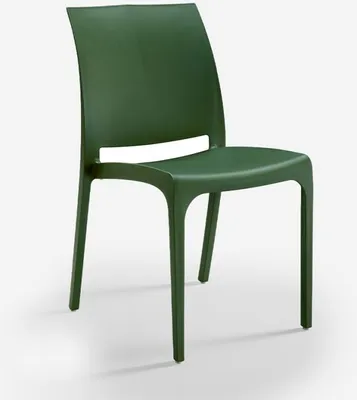 A single dark green chair is shown against a white background.