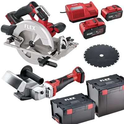 Produktbild von Flex Akku Rinnenträger-Einlassfräse + Handkreissäge + Akku Set P-Set 18-88 R