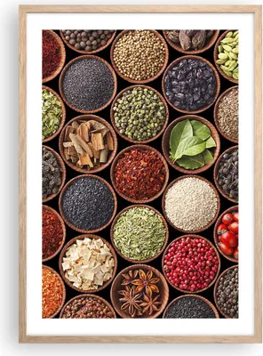 Produktbild von Gerahmtes Poster - Rahmen in heller Eiche - Gewürz Küche - 50x70 cm - Wand Bild - Wanddeko - Wandbilder - Kunstposter - Wandposter - Bilderrahmen - Bilder - Kunstdruck - Wandbild - P2NPA50x70-3600