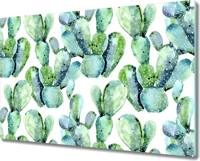 Produktbild von Glas Schneidebrett Herdabdeckplatten Schneideplatten - 80x52 cm - Aquarell Kaktus