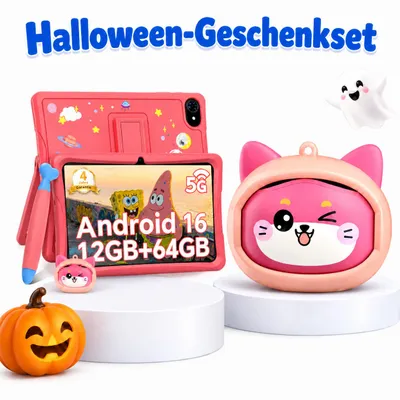Immagine prodotto di KOBONA-Tabwee: Kit per bambini composto da cuffie per bambini + tablet per bambini K10 da 4GB+64GB, tablet Android 16 con Wi-Fi, progettato per bambini, con custodia e penna inclusi, e batteria da 5000mAh