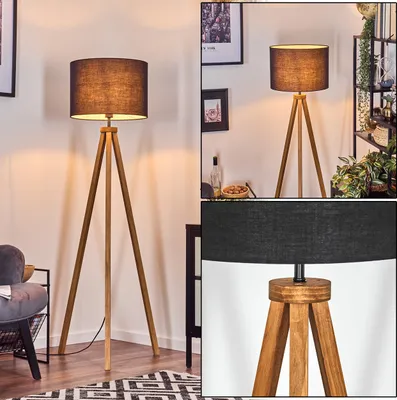 Produktbild von Schiavonea Stehlampe aus Holz/Stoff in Naturfarben/Schwarz/Weiß