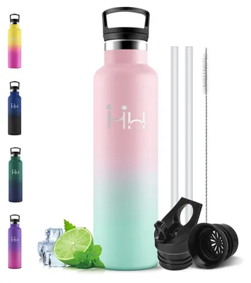 Productafbeelding van Motswedi roestvrijstalen drinkfles, 1 liter, met rietje, thermosfles, isolerende drinkfles