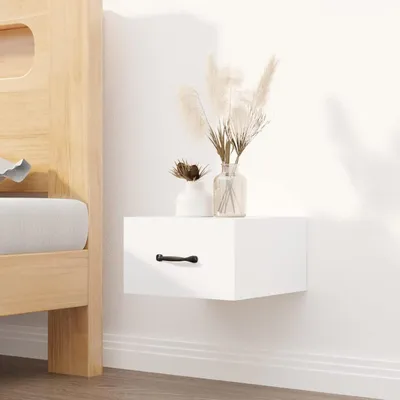 Immagine prodotto di Tavolino sospeso – Mensola a muro con cassetto – Risparmio di spazio – Con cassetto – 35 x 35 x 20 cm – Bianco