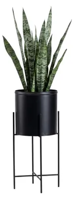 Produktbild von Howhomely | Blumenständer - Schwarz - Höhe 55 cm - Aus Metall - Für Zuhause und den Balkon - Mit BlumenTopf