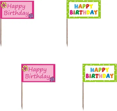 Image de Papstar Deko Picker Drapeaux Happy Birthday 8cm 20 pièces