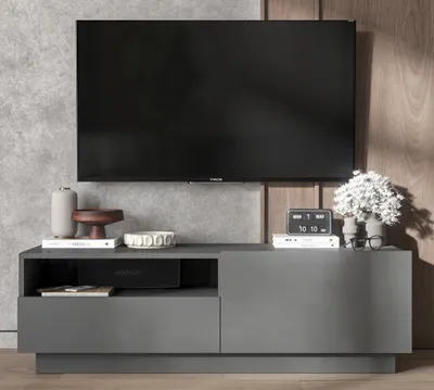 Zdjęcie produktu dla Szafka RTV Loft Stojąca / Wisząca Grafit MAT Komoda RTV Szuflada 120 cm