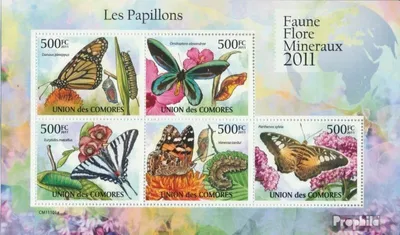 Produktbild von Briefmarken Komoren 2011 Mi 2986-2990 Kleinbogen (kompl. Ausg.) postfrisch Schmetterlinge