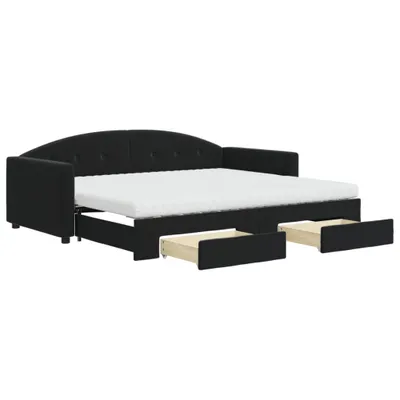 Produktbild von vidaXL Tagesbett Ausziehbar mit Schubladen Schwarz 90x200 cm Samt