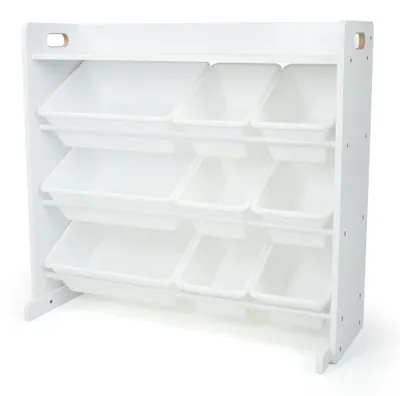 Spielzeugregal mit 9 Boxen, Weiß, 86x28x79 cm