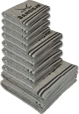 Produktbild von Sansibar Sylt Handtuch Set, Sansibar Frottier-Serie Doubleface Set Nr. 3,  (10er Set, 10-St), silber/anthrazit