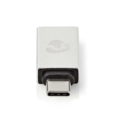 Produktbild von Nedis USB-C Adapter - USB 3.2 Gen 1 - USB-C Stecker - USB-A Buchse - 5 Gbps - Rund - Vernickelt - Silber - Verpackung mit Sichtfenster