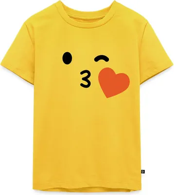 Produktbild von Spreadshirt Emoticon Kuss Kostüm Karneval Gruppenkostüm Kinder Premium T-Shirt, 134/140 (8 Jahre), Sonnengelb
