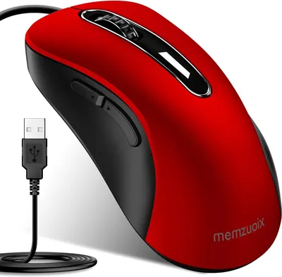 Zdjęcie produktu dla Mysz z kablem, konfiguracja Plug & Play Optyczna mysz USB 1400 DPI, 5 przycisków, ergonomiczna konstrukcja, kabel 1,5 m - Do PC, laptopa, Maca