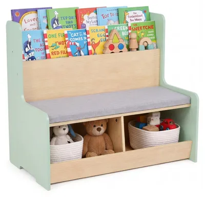 Produktbild von KOMFOTTEU 3 in 1 Kinderregal mit Sitzbank, Spielzeugregal in Froschform