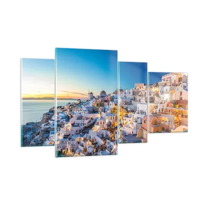 Produktbild von Bilder auf glas - Griechenland Insel Sommer - 120x70cm - Glasbilder - Wandbilder - Kunstdruck - zum Aufhängen bereit - Wanddekoration aus Glas - Glas Bilder - Wandbild auf Glas - GDL120x70-4062