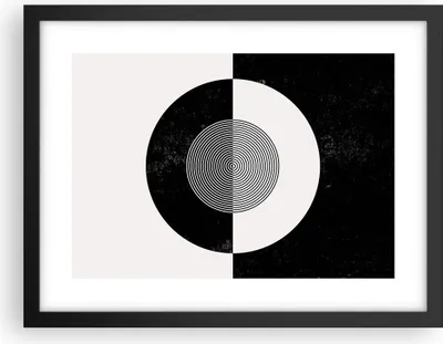 Produktbild von Gerahmtes Poster - Schwarzer Rahmen - Abstraktion Rad Schwarz und Weiß - 40x30 cm - Wand Bild - Wanddeko - Wandbilder - Wandposter - Bilderrahmen - Bilder - Kunstdruck - Wandbild - P2BAA40x30-4316