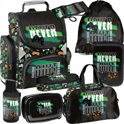 Image de Mega Schulset XXL – GAMER : ensemble de cartable 8 pièces pour garçons et filles, de la 1re à la 4e année