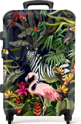 Obrázek produktu pro NoBoringSuitcases.com® Velký kufr - Jungle Animals - Nature - Boys - Girls - Flamingo - Zebra - Combination Lock TSA - Hard Shell Trolley 4 Wheels - 72 litrů - Cestovní kufr - 66 cmKufr Medium 67x43x25 cm, 72L,