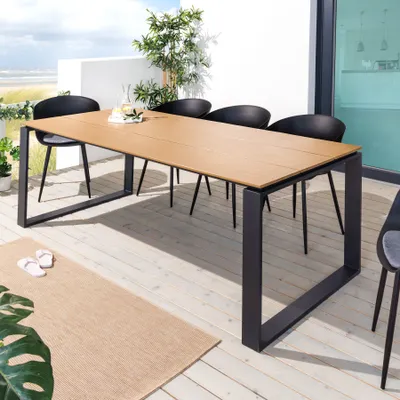 Produktbild von riess-ambiente Moderner Gartentisch FLOATING 210cm natur schwarz Aluminium wetterfest Outdoor Esstisch Balkontisch Tisch Terrassentisch