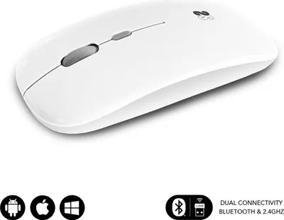 Immagine prodotto di SUBBLIM SUBMO-DFLAT21 Mouse Ambidestro RF Wireless Bluetooth USB Type-A Ottico 1600 DPI Bianco