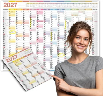 Obrázok produktu pre Nástenný kalendár 2026 XXL, farebný, 59 x 84 cm, 14 mesiacov, pre kanceláriu