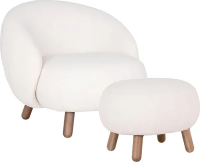 Image de Savona fauteuil avec pouf blanc.