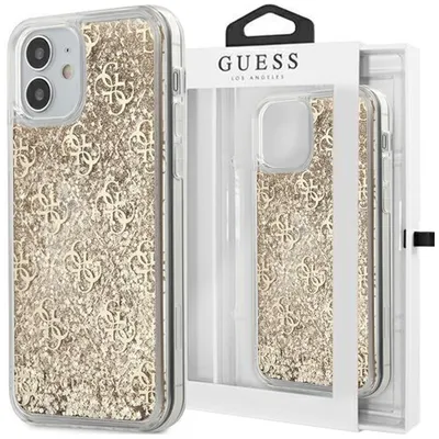 Obrázok produktu pre Guess Guhcp12Slg4Gslg Iphone 12 Mini 5,4" Zlatý/ Zlatý Pevný Obal 4G Liquid Glitter